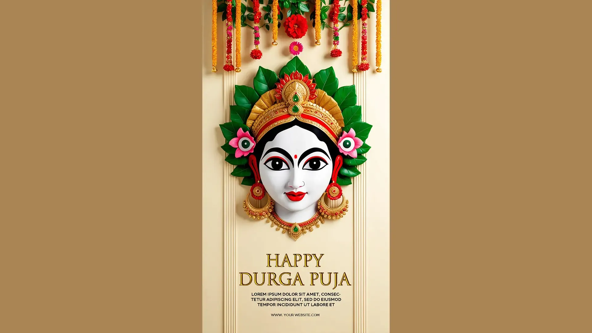 Elegant Durga Puja Instagram Story Card with a Traditional Goddess Face image